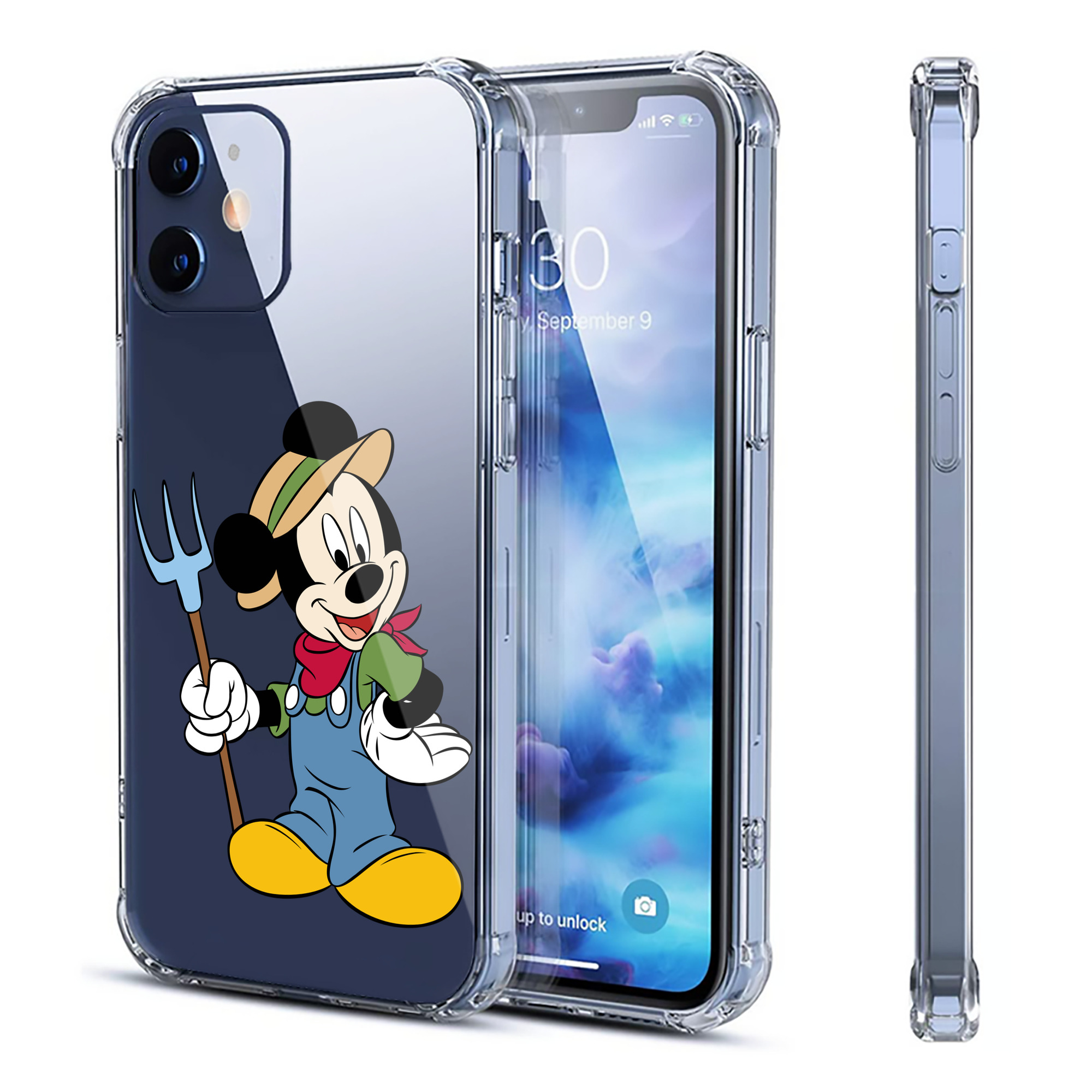 （画像用） ミッキーマウス Mickey Mouse 【iPhone 12シリーズ対応】透明スマホケース（クリアソフトケース）